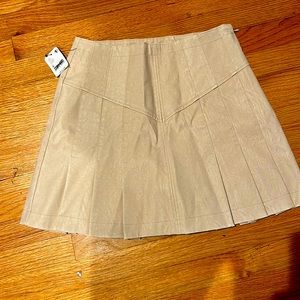 Free People Womn 8 Ivory Faux Suede Pleated Sugar and Spice Vegan Ski Skirt Nwt